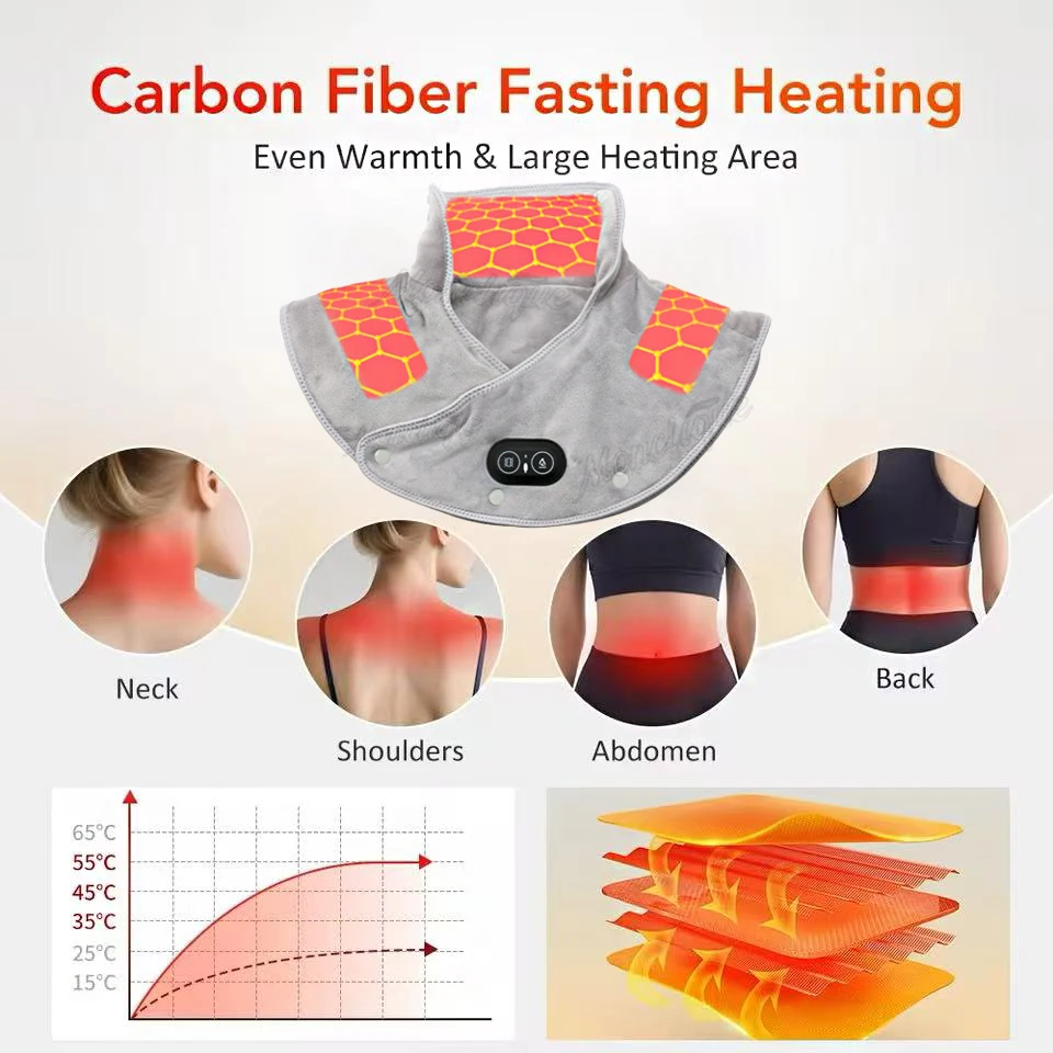 Electric Heating Shoulder Neck Pad Massager USB Cervical Brace Wrap Shawl Thermal Compress Relieve Fatigue Warm Back Brace Tool