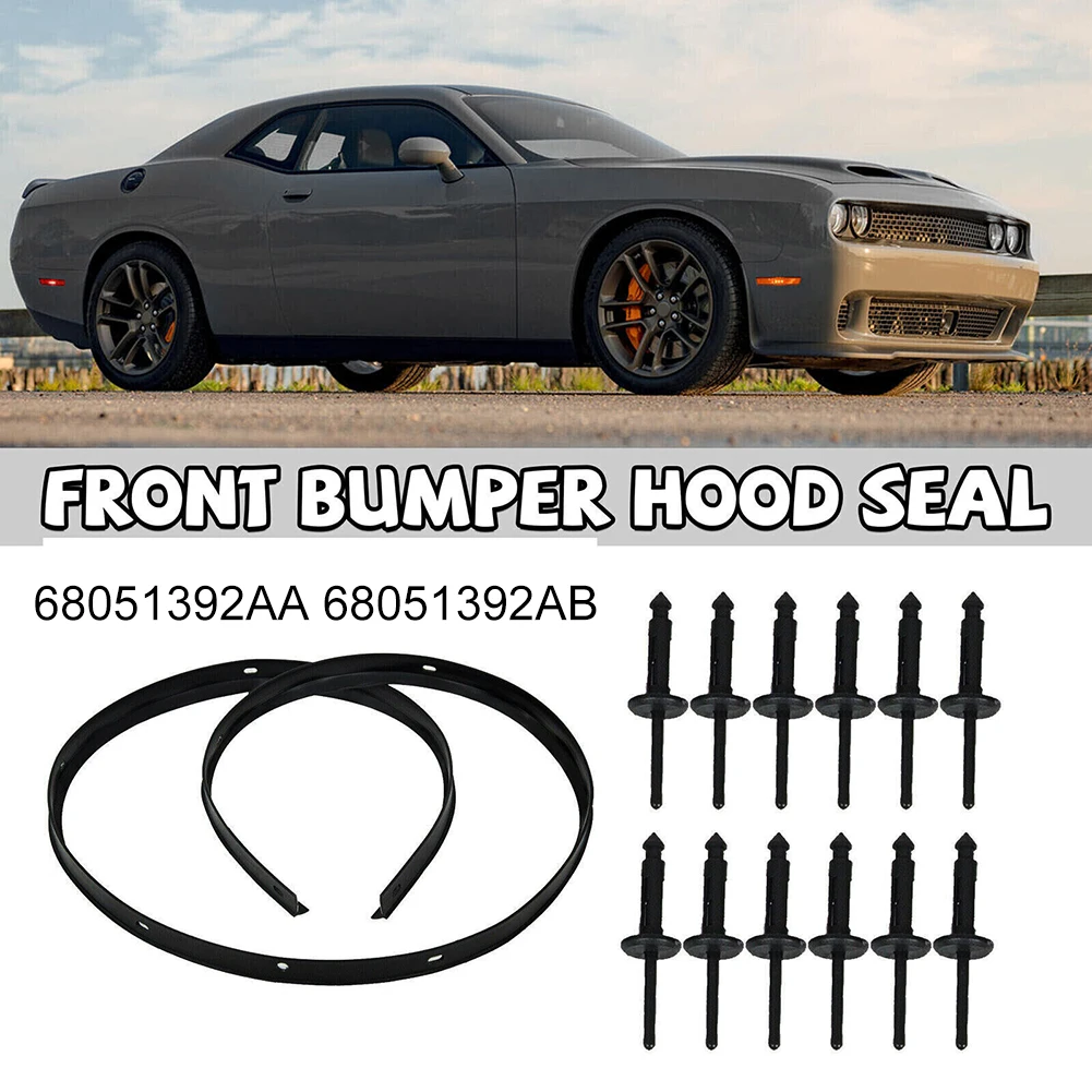 

1PCS Rubber Seal For Dodge For Challenger 2008-2022 Vehicle Front Fascia Bumper Hood Seal&Rivets 68051392AB 68051392AA Black