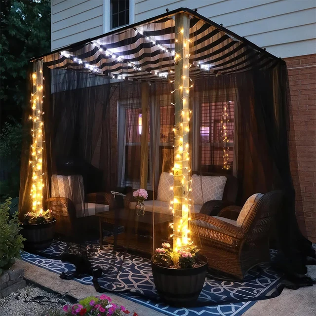 Moustiquaire de jardin de Patio, écran de porche réglable, rideau extérieur léger pour Patio, Gazebo, cabane de piscine, filet anti-insectes 3