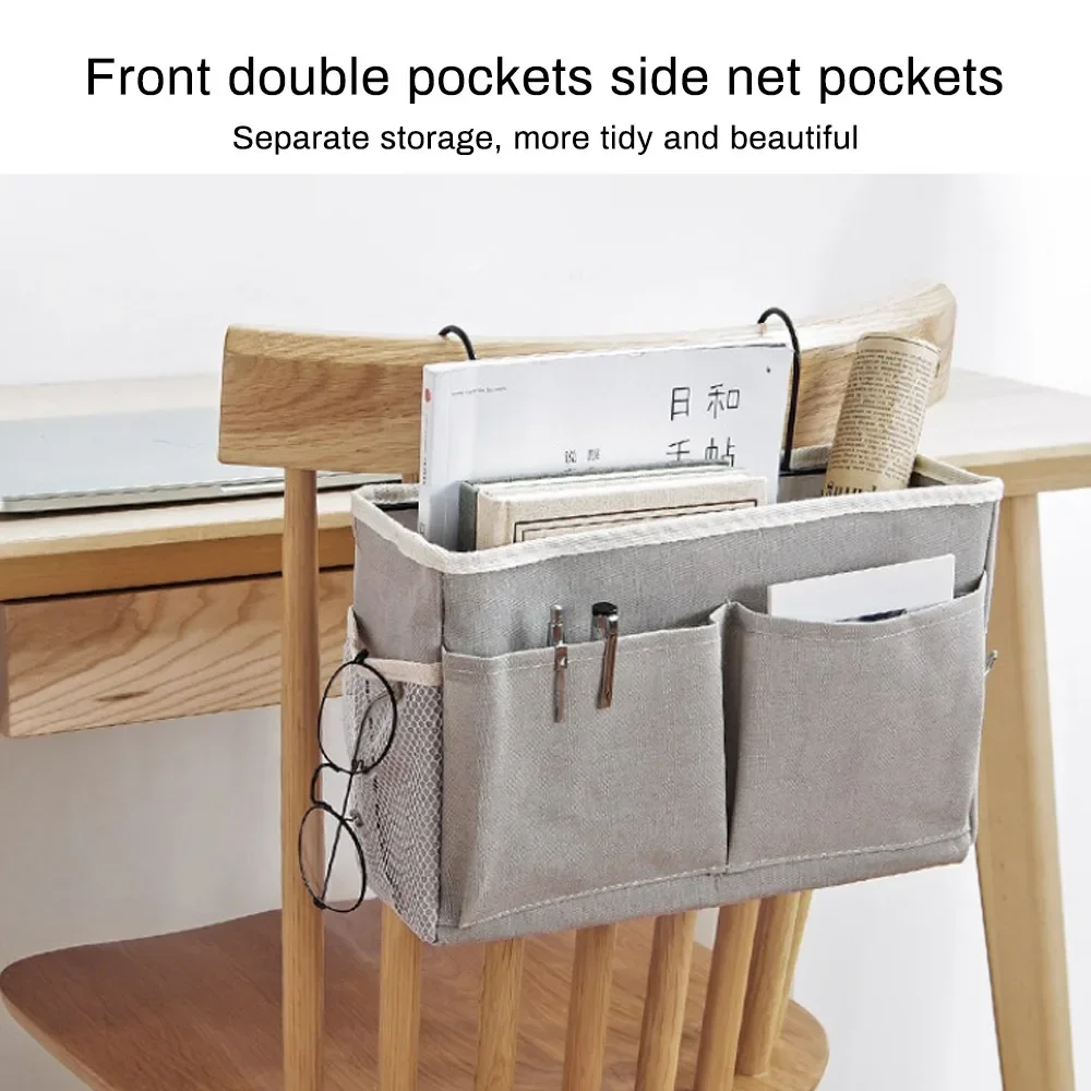 Canvas Bedside Hanging Pocket Storage Bag Bedroom Magazine Storage Pouch Diaper Caddy Toy Holder Baby Tissue Box Home Organizer 4