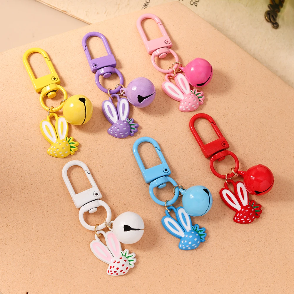 Aihua Niedlicher Erdbeer-Häschen-Schlüsselanhänger für Frauen, Hasen-Schlüsselring, Autoschlüssel, Handtaschen-Deko, Anhänger, Ornamente, Schmuck, Geschenke, Schmuckstücke