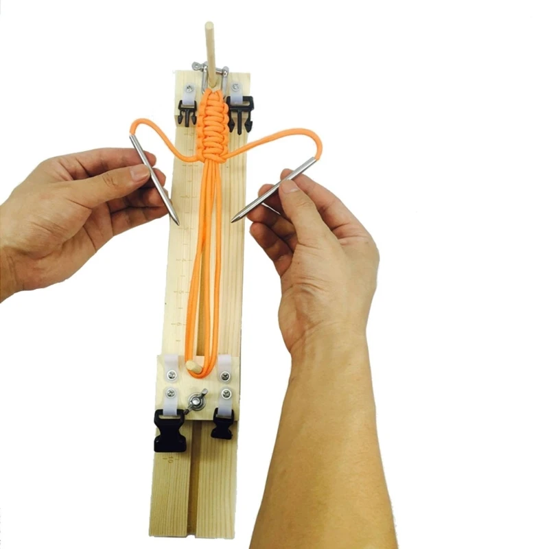Cyrank Kit per la creazione di bracciali, lunghezza regolabile in paracord Jig, per braccialetti in paracord, kit di tessitura a forma di U, supporto per braccialetti in legno