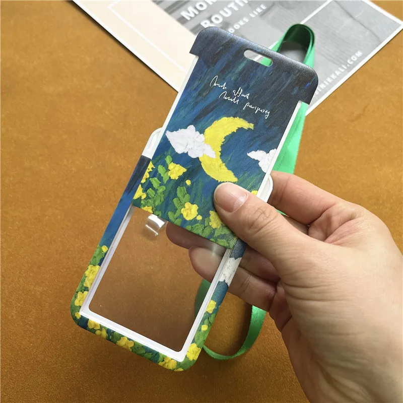 Floral Vertical ID Badge Lanyard with Retractable Reel