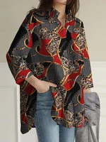Vintage Oversize Shirt Spring Summer Long Sleeve V Neck Loose Blouse Elegant Harajuku Chic Split Tops Office Lady Tunics 2022 - Image 4