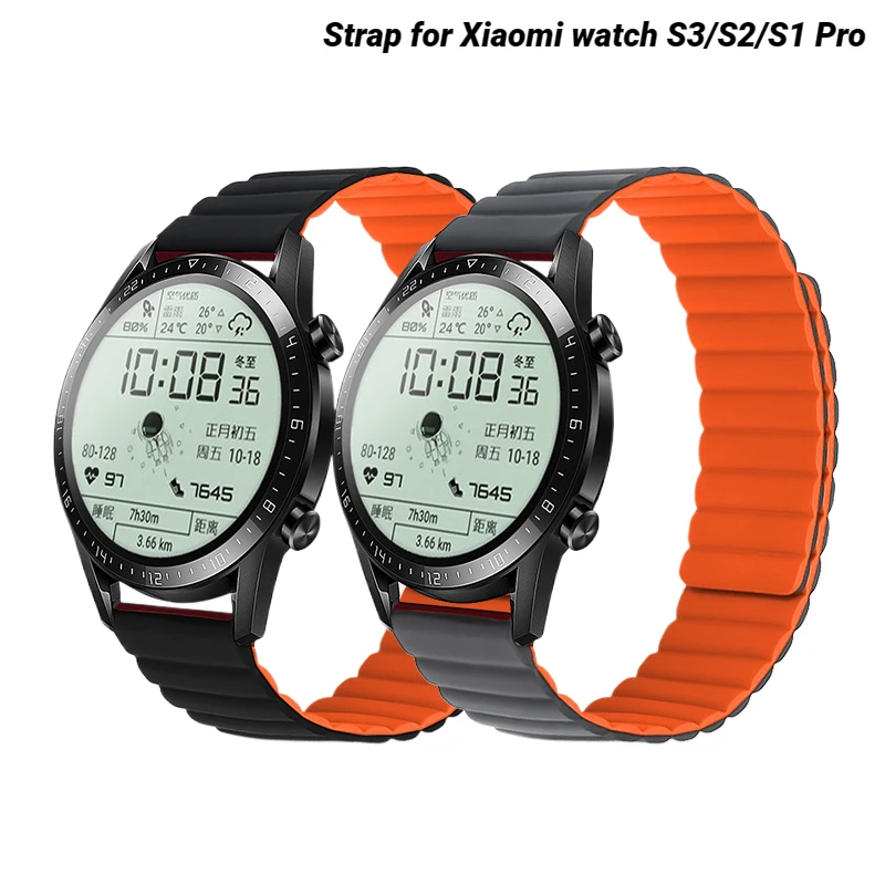 

Ремешок силиконовый для Xiaomi watch S3 S2 S1 pro, магнитный спортивный браслет для Huawei watch GT4/GT3/GT2 46 мм, 22 мм