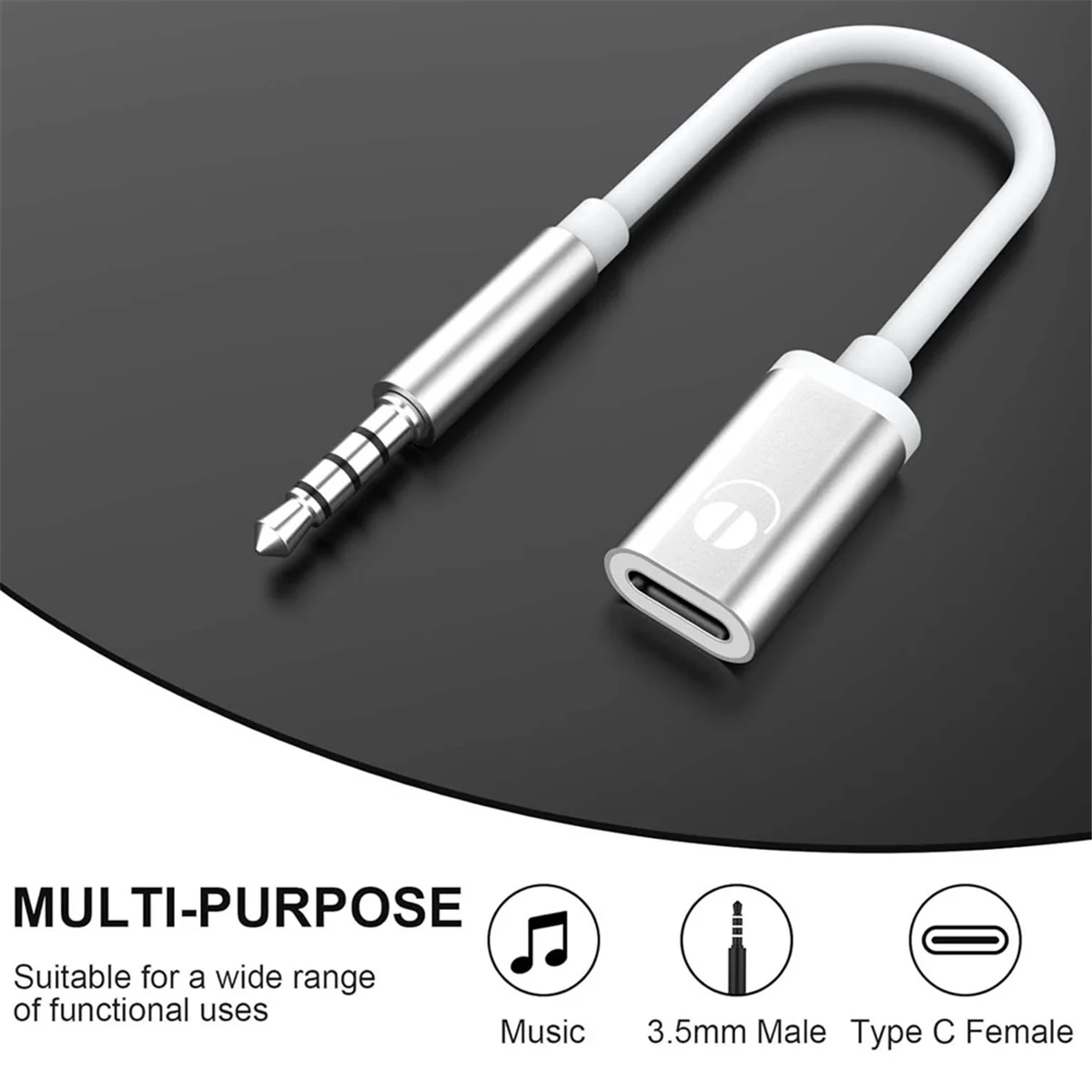 3.5mm Male to Type C Female Audio Cable Cord Analog Audio Jack Headphone Adapter For MP3 Player Laptop Tablet