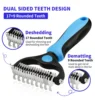 Pet Deshedding Brush Double Sided Pet Grooming Tool for Shedding and Dematting - Stainless Steel Dog Comb with Effective Results 3