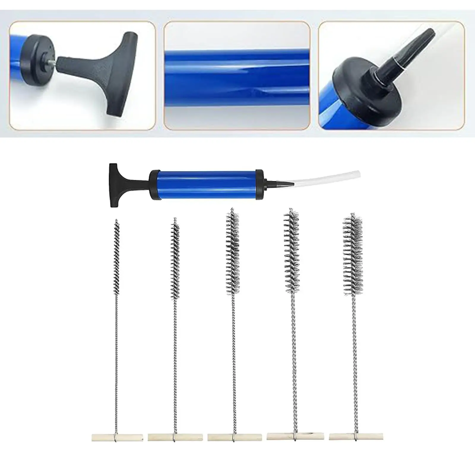 Pipe Cleaning Brush Set Small Parts Versatile Bristles Drill Hole Blower Pipe Cleaner 6 Pieces For Drill Hole Cleaning Glasses