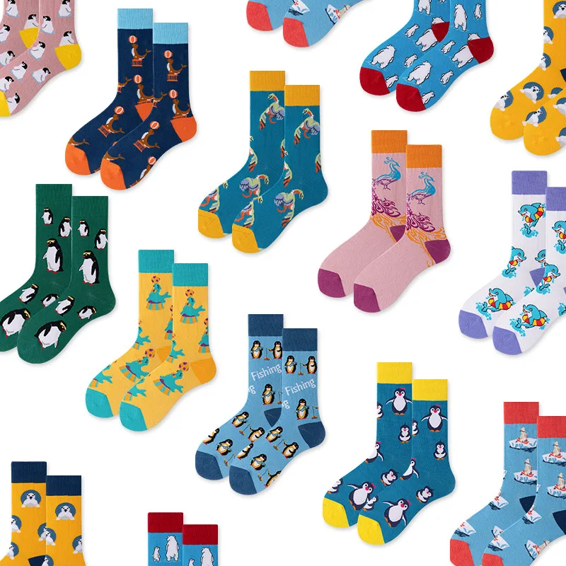 

1Pair New Men Women Cotton Socks Casual Colorful Socks Crew Street Skateboard Socks Happy Funny Harajuku Sox Meias