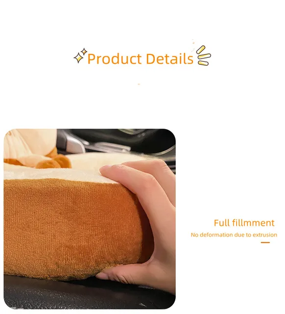 New Arrival Soft Plush Toast Practice Car Cushion Multifunctional Thickened  Waist Pillow Home Office Car Seat Cushion