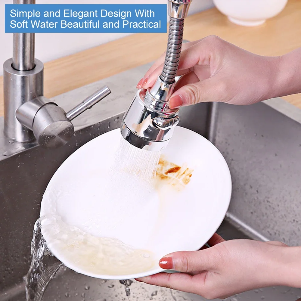 Kitchen Stainless Steel Faucet Sprinkler Water-saving Device Lengthening Rotating Splash Proof Sprinkler Spray Extender Bubbler 4