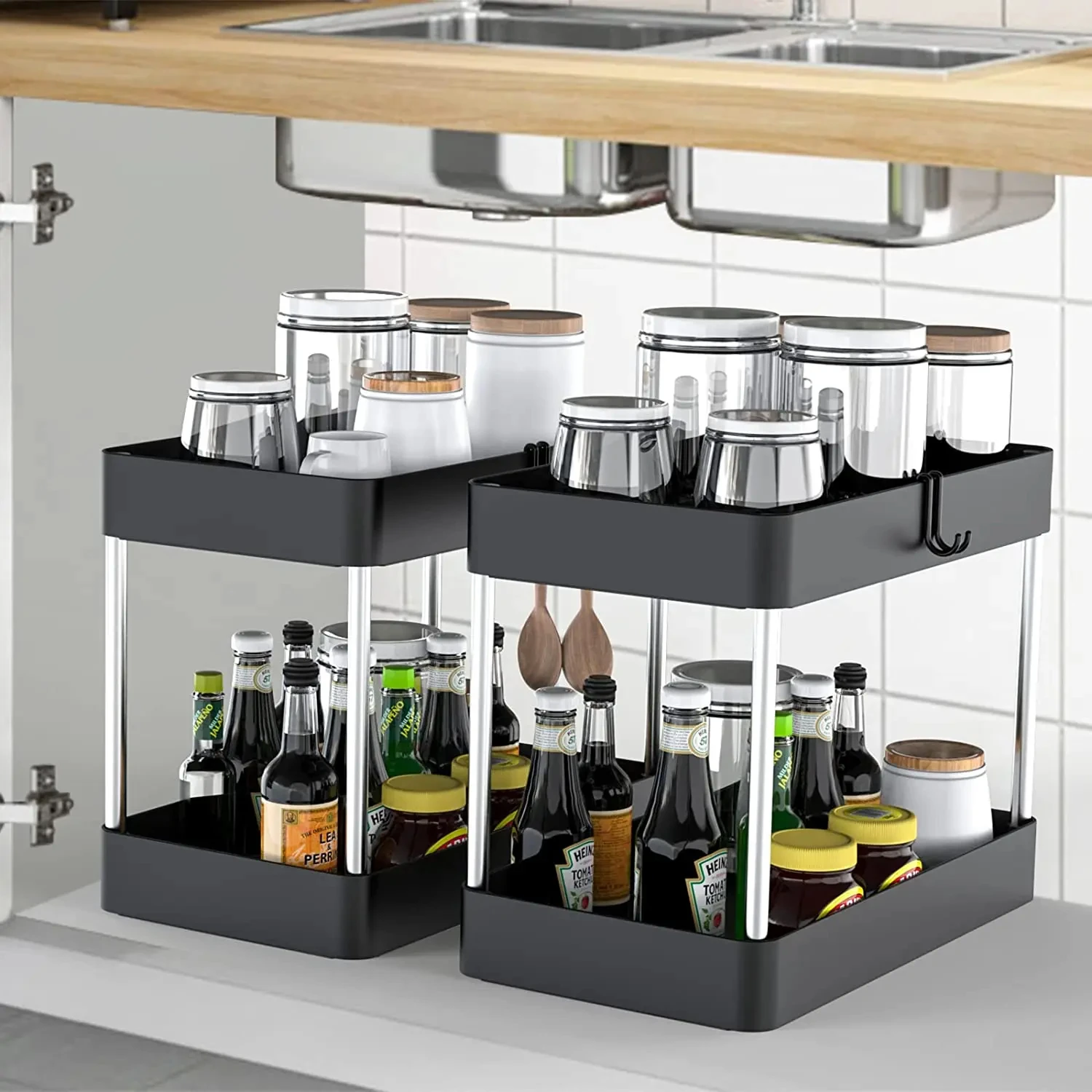 Kitchen Organizer 2 Tier Under Sink Storage Organizer Multipurpose Rack Under Sink Storage Kitchen Cabinet