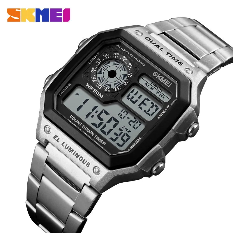 

SKMEI 1335 Fashion Retro Sport Male Digital Watches Mens Waterproof Chrono Clock reloj hombre Electronic Men Wristwatches