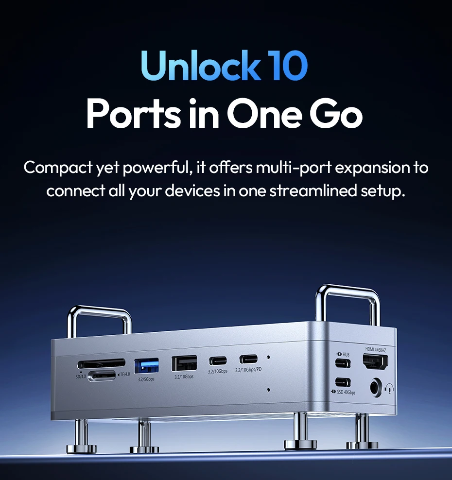  QT03 Docking Station with SSD Enclosure 2-in-1 Minimalist Setup for Storage Ch