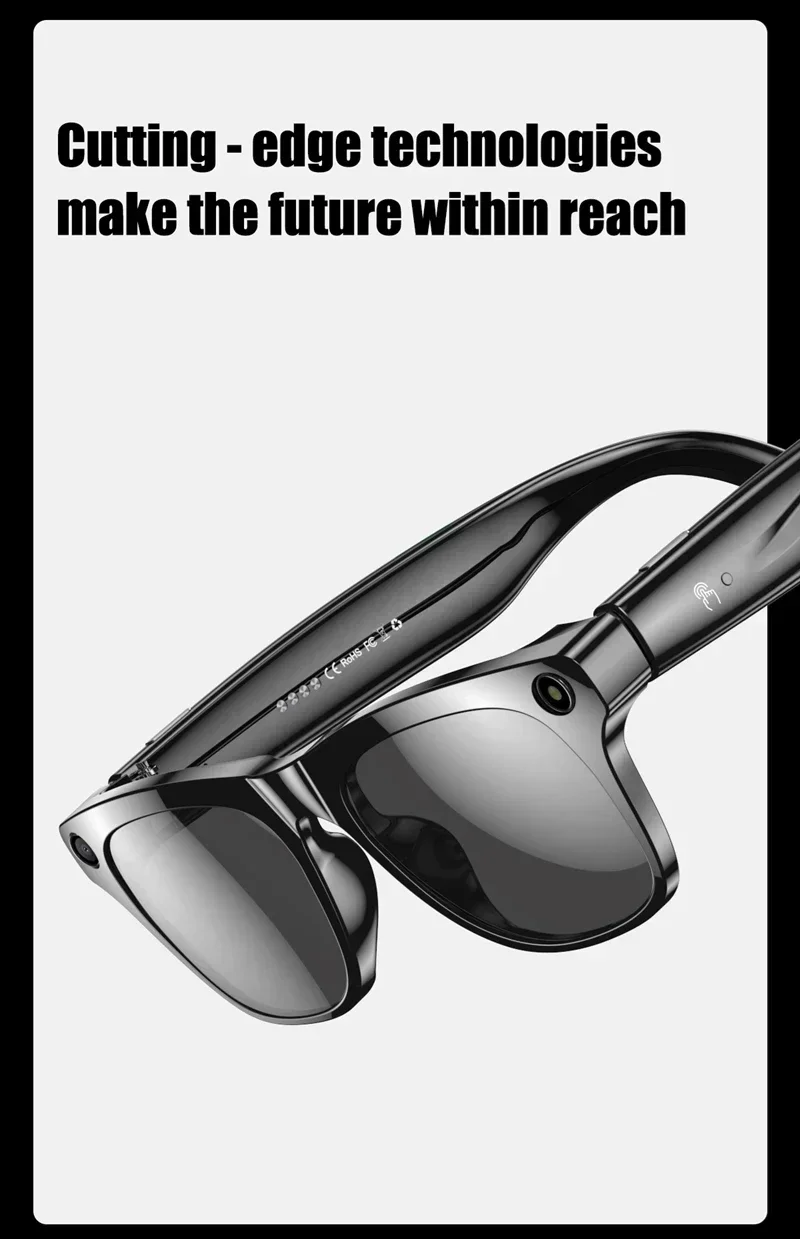 Lenovo 8K AI Smart Glasses With 100MP Camera Chat GPT Touch Sport Sunglasses Bluetooth Call Video Music Player ForMen Women