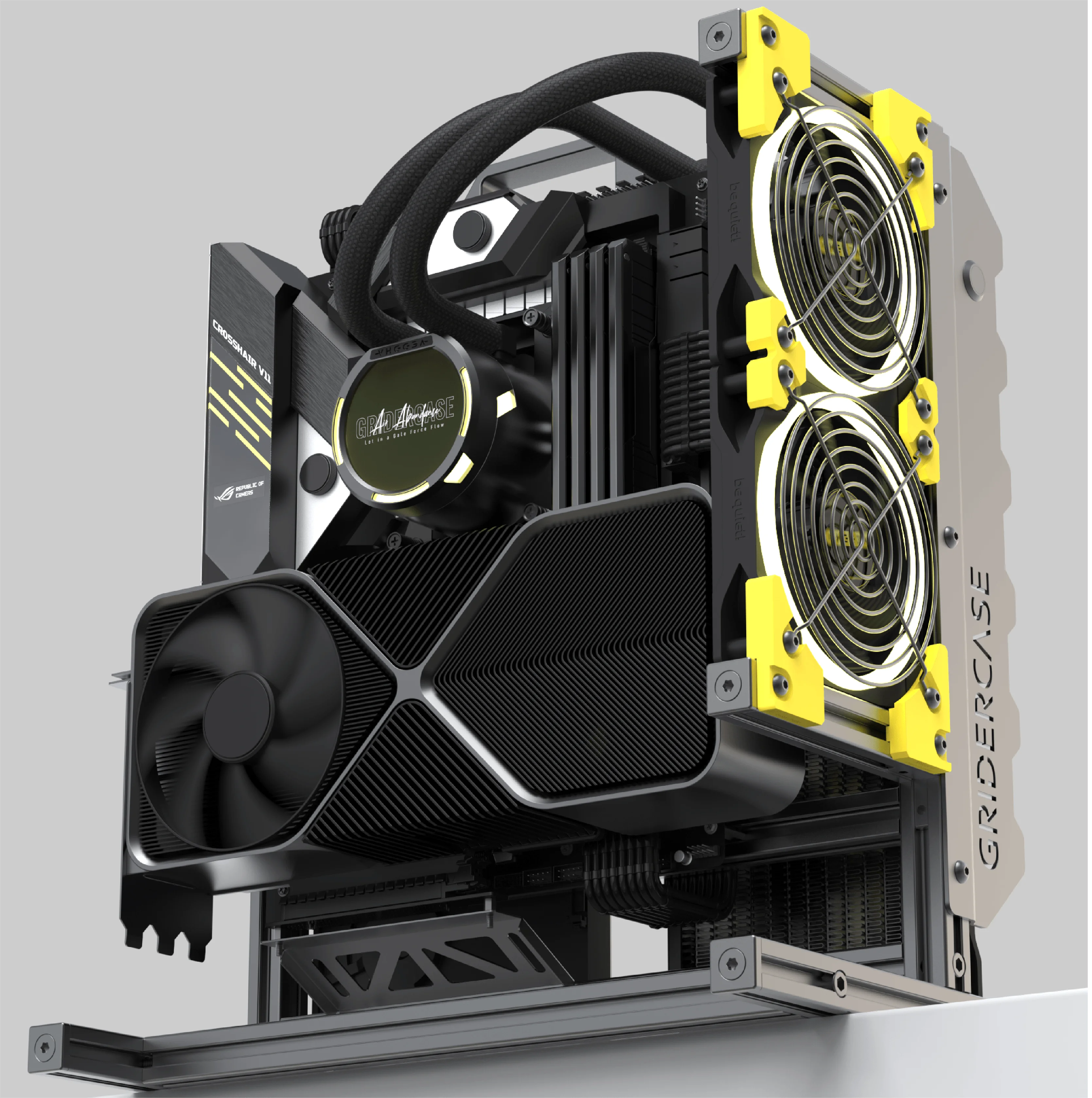 알파 V1.0 오픈 섀시 ATX 케이스 알루미늄 오픈 프레임 케이스 ATX/M-ATX/ITX 메인보드 지원 240 수냉 쿨러 게이밍 캐비닛