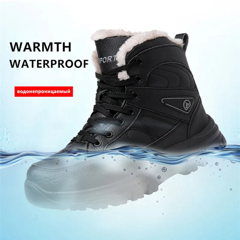 Winter Snow Boots Men Boots Men Snow Boots Waterproof Non-slip Sneakers Winter Warm Outdoor Ankle Rubber Wear-resistant Hiking