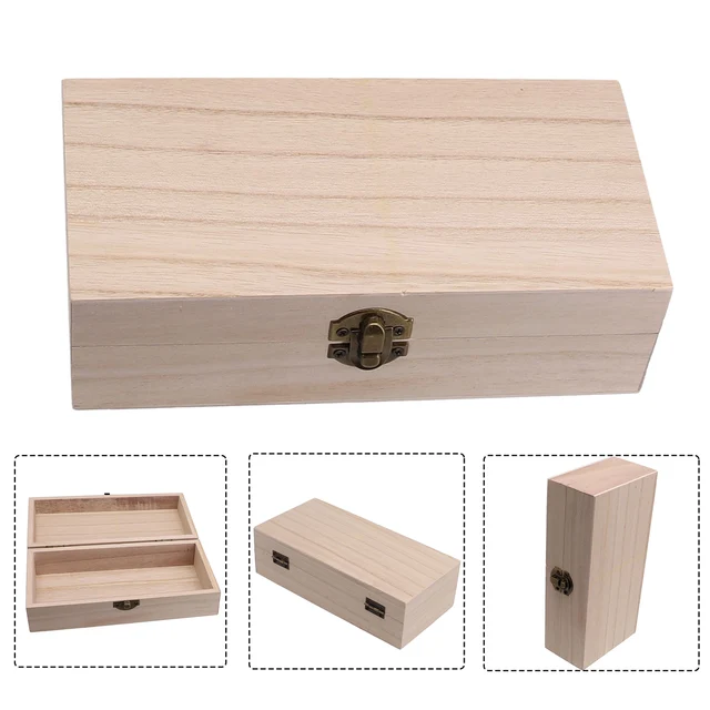 1pc Wooden Storage Box Retro Buckle Wooden Box Clamshell