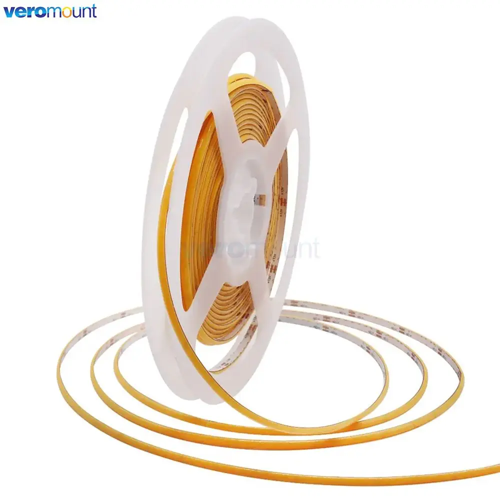 3mm Width Ultra Thin FOB COB Strip Flexible LED Ribbon Light Tape Ice Blue Yellow Red Green Red 12V 24V LED Bar for Home Decor