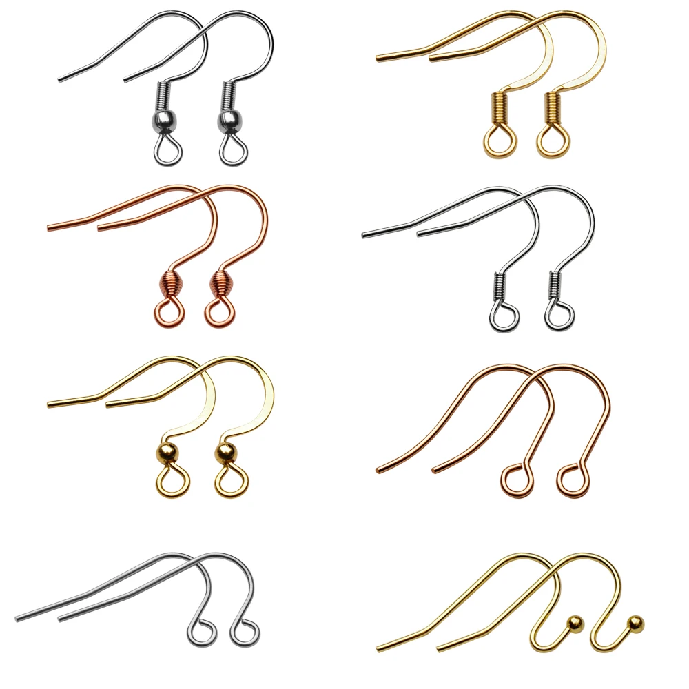 50pcs/lot 316L Hypoallergenic Stainless Steel Earring Hook Clasps Earwire DIY Findings For Jewelry Making Supplies |