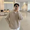 High Street Sweater Simple Casual Half Zipper Men New Korean Chic Solid Color Turn-down Collar Harajuku Fashion Basic Pullovers 2