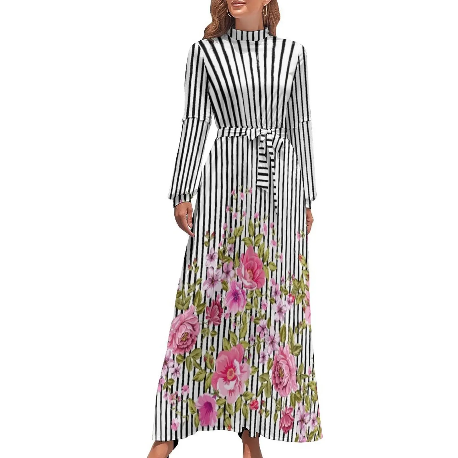 

Plaid Flowers Long Dress luxury dress Womens dresses