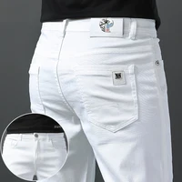 New 98% Cotton Men's Fashion Slim Jeans Stretch Straight Spring Autumn Luxury Denim Trousers Casual Business Pencil Pants