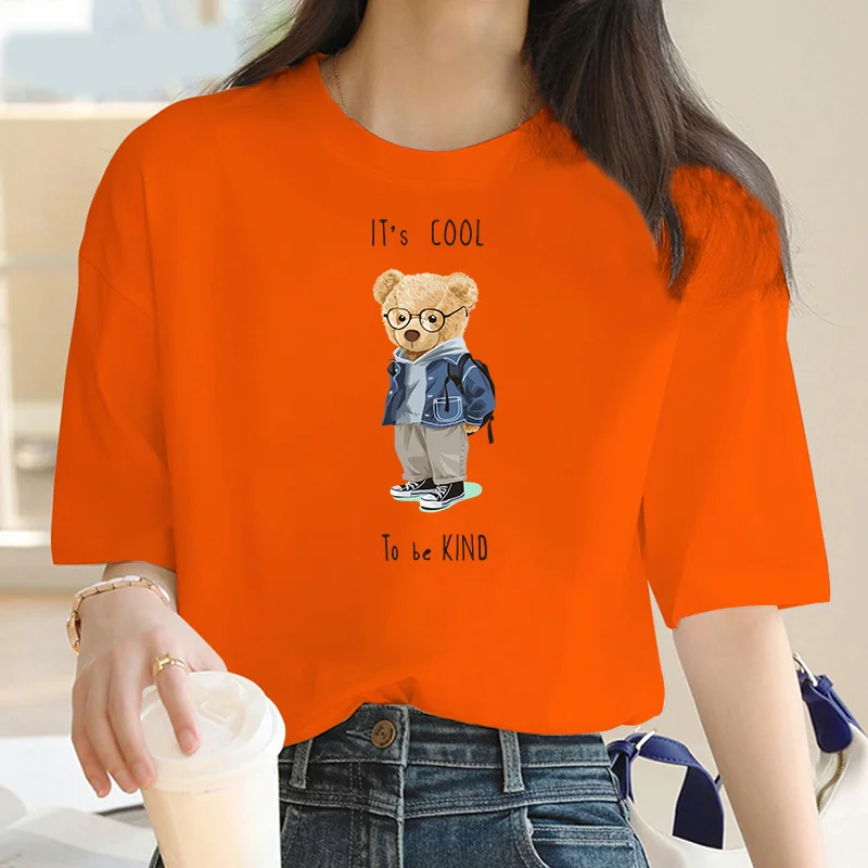 momentel tシャツ　Love Bear Cupid T-Shirt Luxury Brand Summer Print T-shirt Plus Size Bear for Women's