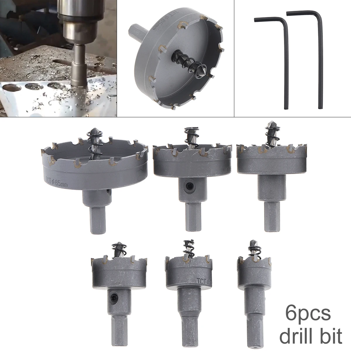 

HSS Hole Saw 6 pcs/set Stainless Steel HSS Hole Saw Tool Kit Carbide Drill Bits Hole Saw for Metal / Alloy / Cutter / Power Tool