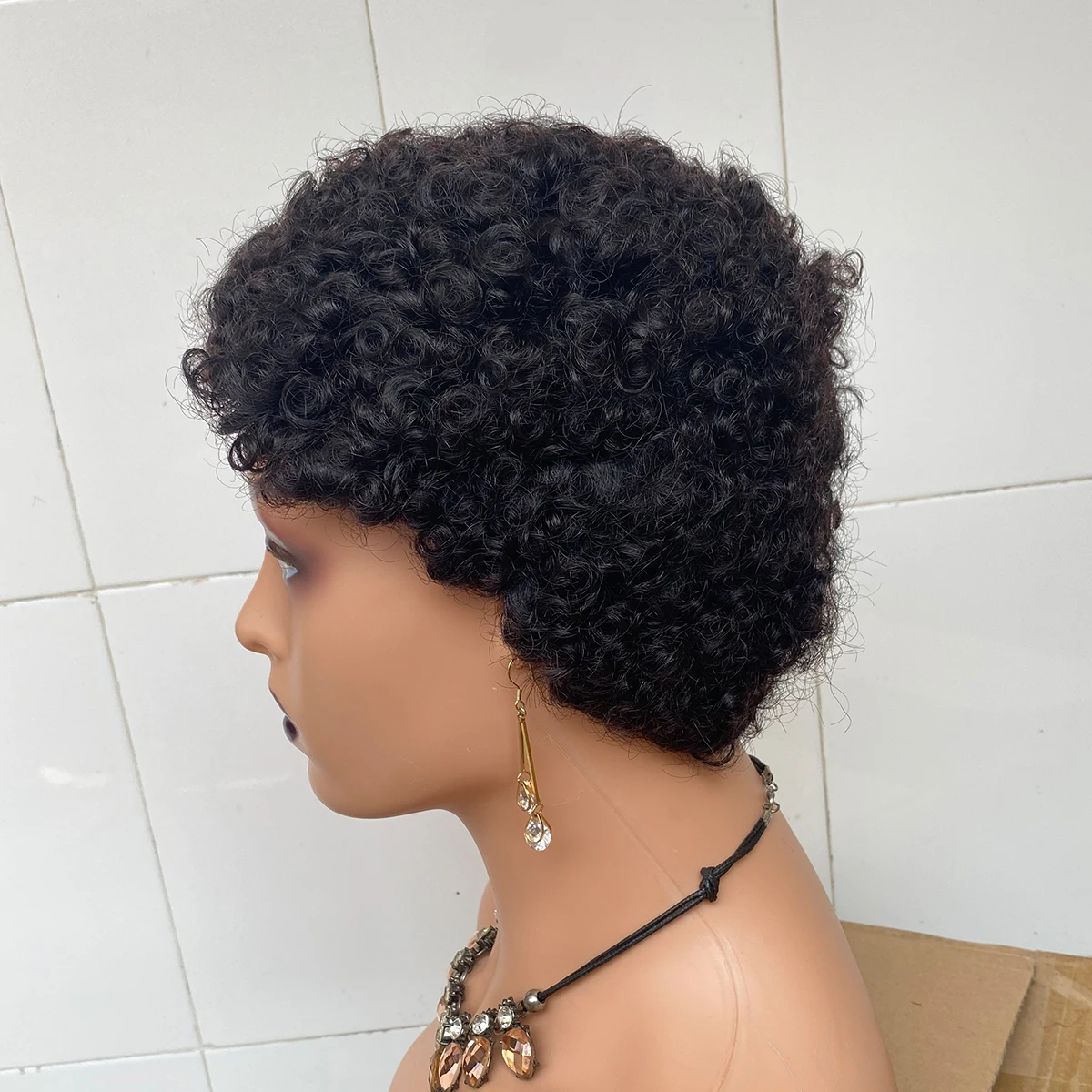 Short Pixie Cut Kinky Curly Wigs For Women Brazilian Remy Human Hair Wigs Full Machine Made Kinky Curly Wigs