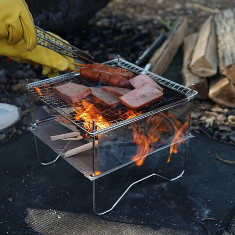 

Camping Survival Grill Stand Tourism Portable Bbq Hiking Folding Grill Mini Oven Cooking Picnic Cookware Stove Barbecue Outdoor