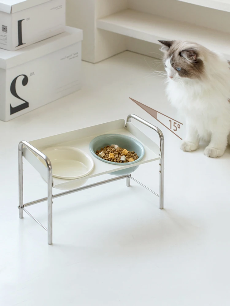 Stainl Steel Adjustable Cerc  Bowl Stand for Small Dogs Sloped Mouth Ne Protection  Food Bowl Universal Pet Sup...