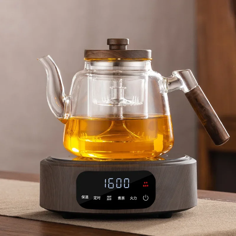 2024 New electric ceramic oven teapot, high temperature resistant glass tea maker steam white tea side handle kettle set 5