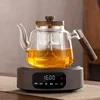 2024 New electric ceramic oven teapot, high temperature resistant glass tea maker steam white tea side handle kettle set 5