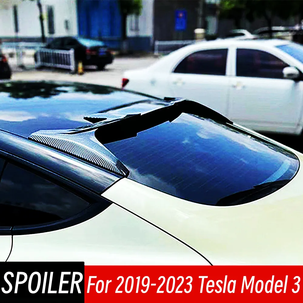 

Rear Roof Window Trunk Lid Spoiler Wings Bodykit For Tesla Model 3 2019-2023 Black Carbon Car Exterior Tuning Accessories Part