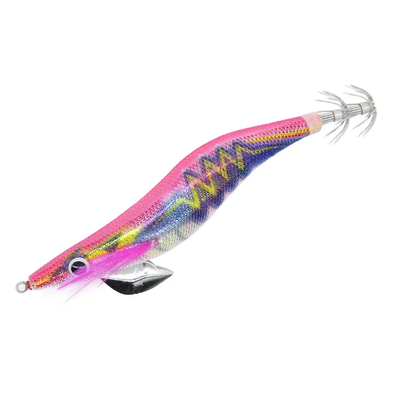 Sea.Yolo19/15g13.5cm Fishing Lure Wooden Shrimp Artificial Simulation Bait Night Fishing with Sound Ball Squid Hook Fishing Gear