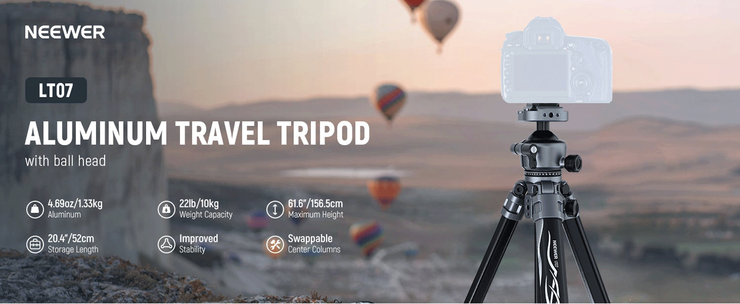 NEEWER LT07 61" Aluminum Travel Tripod Portable Camera Tripod Compatible with PD