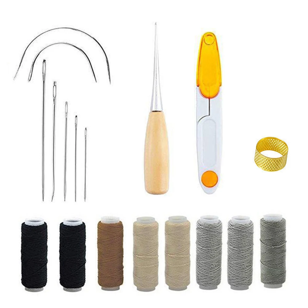 Leather Sewing Awl Kit Tools Sewing Needles Threads For DIY Leather Craft Speedy Stitcher Stitching Shoemaker Canvas Repair Tool