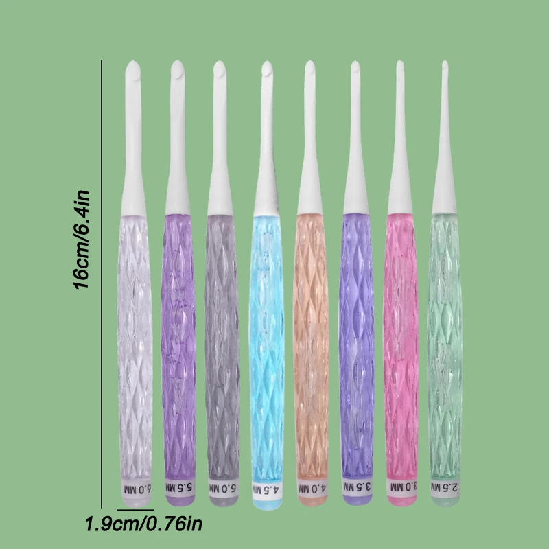 8-piece color clear crochet hook kit ABS Ergonomic crochet DIY knitting tool crochet kit,crochet hooks,knitting supplies,knitting craft supplies
