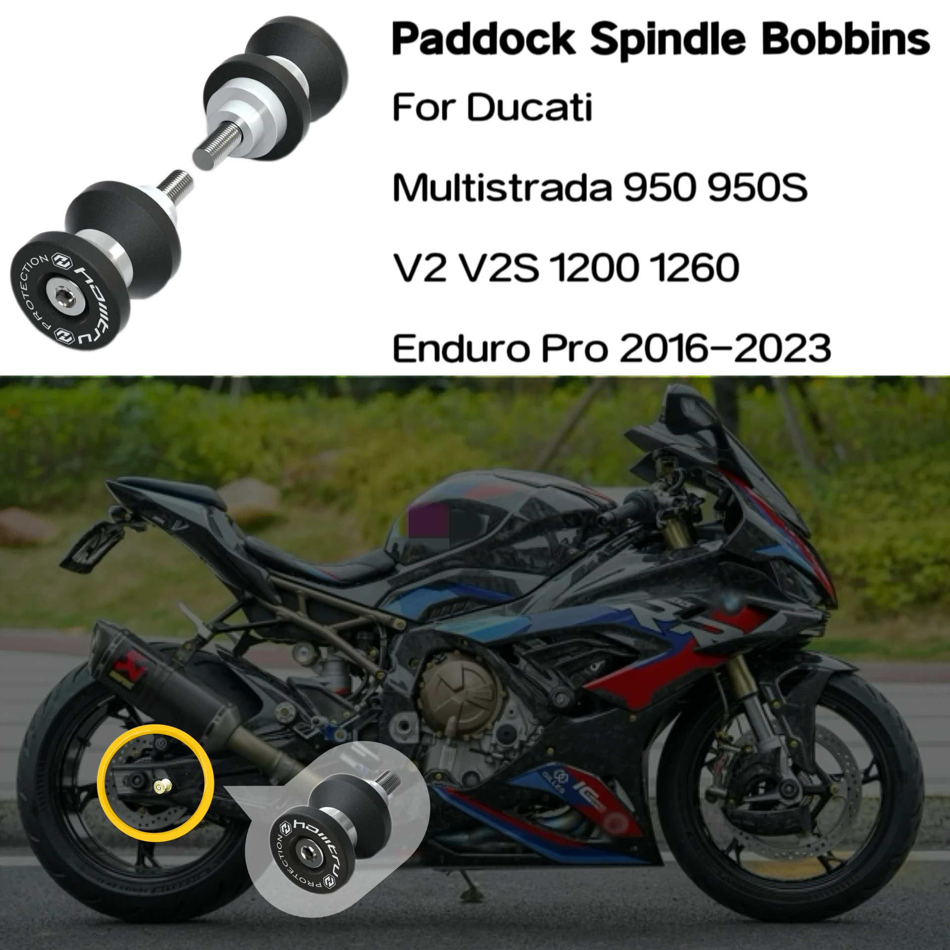 

Motorcycle Accessories For Ducati Multistrada 950 950S V2 V2S 1200 1260 Enduro Pro 2016-2023 Paddock Spindle Bobbins