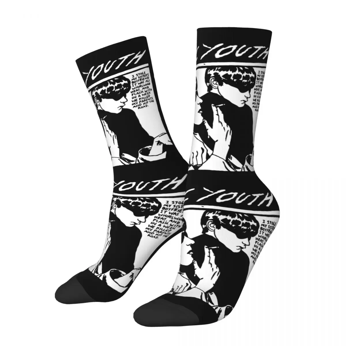 Crazy Design Heat And Youth Flash Sonic Youth Calzini Da Basket Music Band Calzini Lunghi In Poliestere Per Unisex Antiscivolo