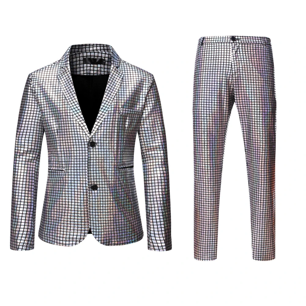 Men's Sequin Hot Stamping Suit Disco Cosplay Party Stage Nightclub Shiny and Cool Performance Suit Set SizeS-3XL Fashionable