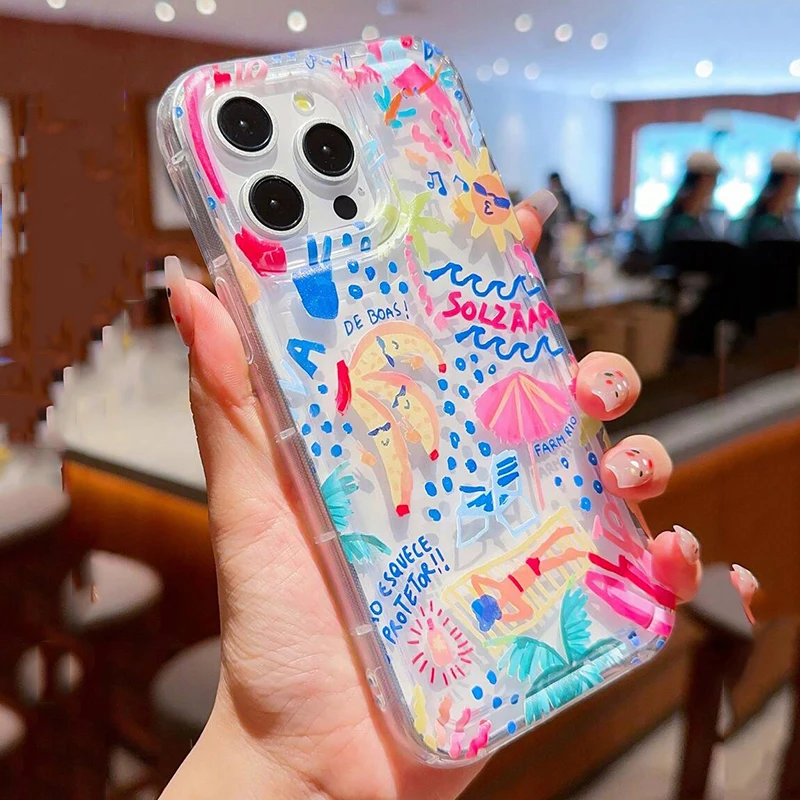 Elegant Flower Pattern Shock-Absorption Transparent Phone Case