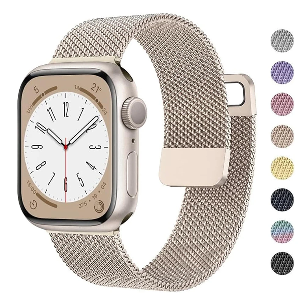 애플 워치 밴드용 밀라노 루프 스트랩, 금속 팔찌, 한국 iwatch 시리즈 9, 8, 7, 6, 5, 4 SE 울트라, 45mm, 44mm, 41mm, 49mm, 38mm, 42mm