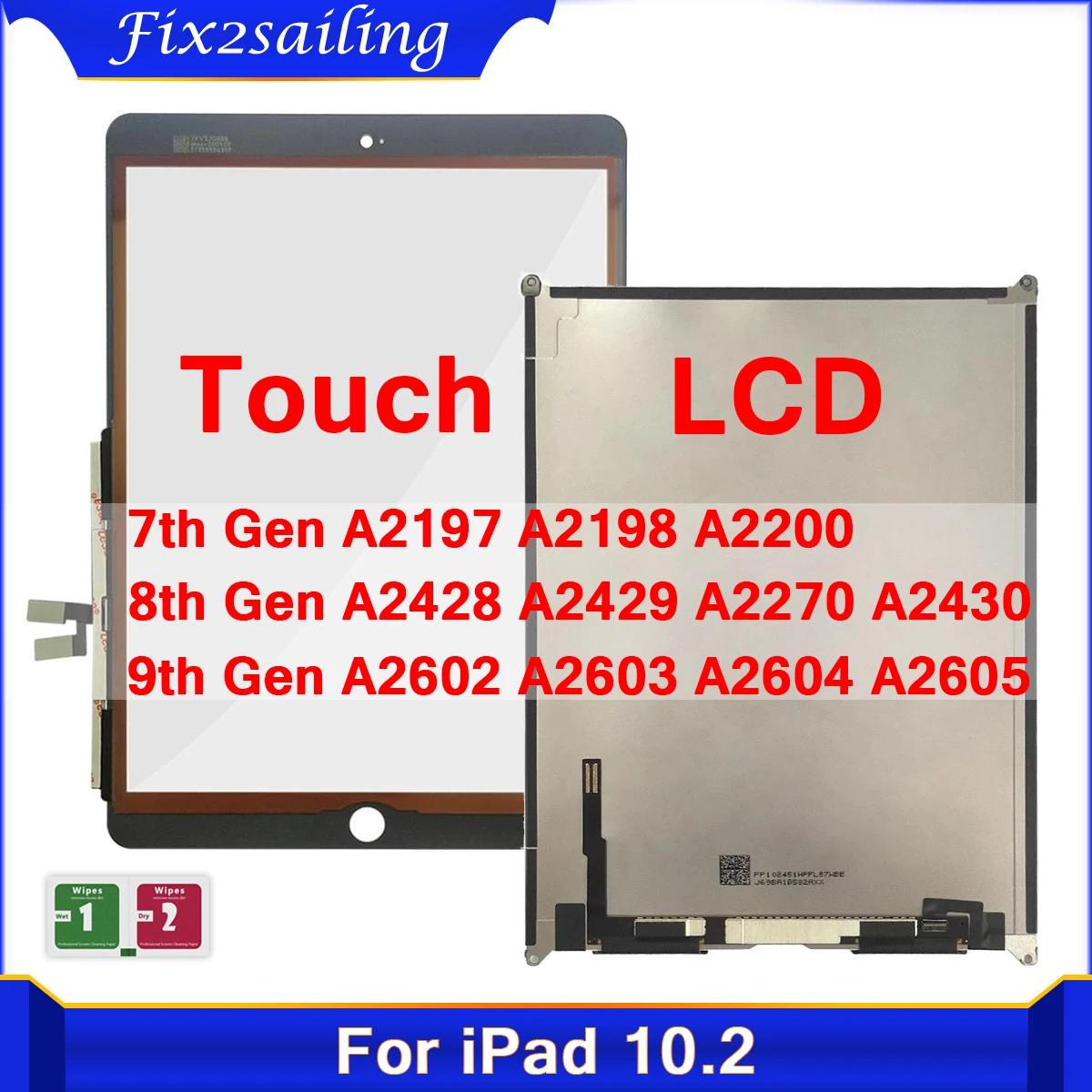 새로운 LCD 터치 스크린 유리 디스플레이 iPad 7 8 10.2 2019 7th Gen A2197 A2198 A2200
