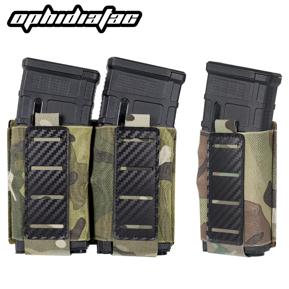 Magazine Pouch OphidianTac Mag Pouch 5.56 Single/Double/Triple Mag Carrier with Carbon Fiber MOLLE System Hunting Holster