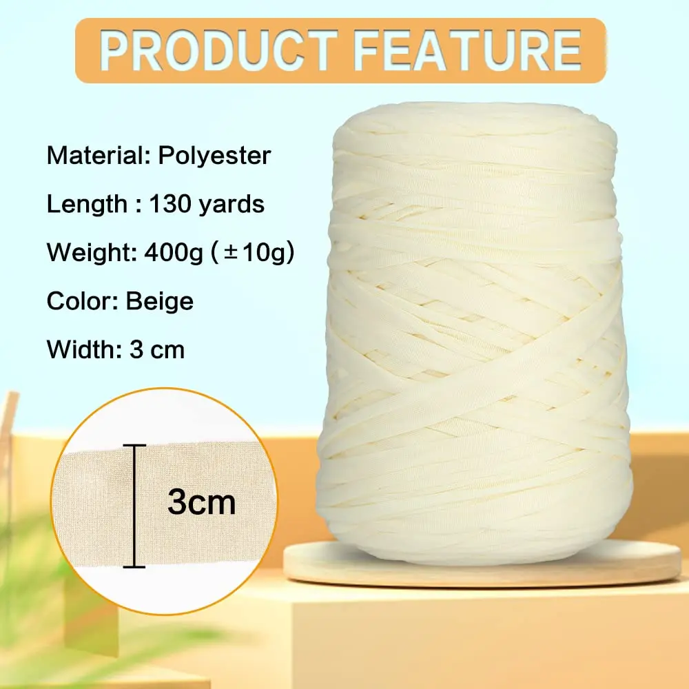 T-Shirt Yarn 130 Yards Knitting Yarn Fabric Crochet Cloth Solid Color  Tshirt Yarn for Crocheting Beginners DIY Hand Craft Bag Blanket Cushion  Projects