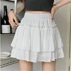 Summer Kawaii White Ruflles Skirt Women Fashion Slim Fit Mini Skirts Giris Y2k All Match Elastic High Waist Black Faldas 2