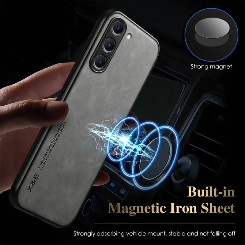 Premium Magnetic Sheepskin Leather Phone Case Cover