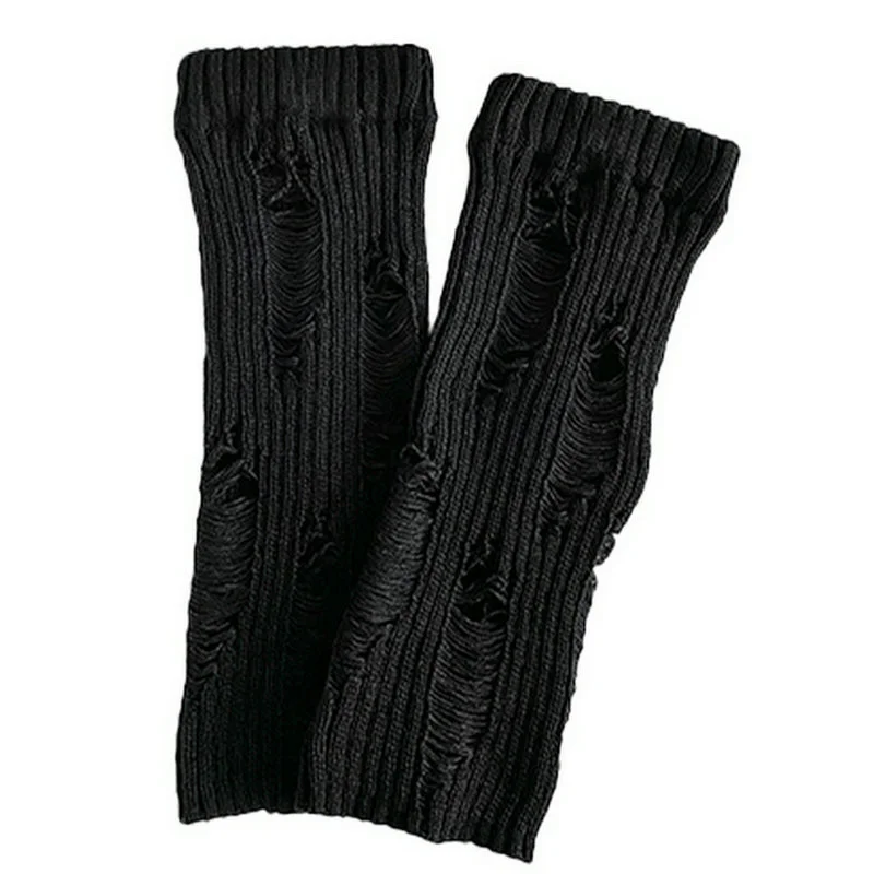 Y2K Gloves Long Fingerless Glove Oversleeve Men Women Knitted Soft Skin Friendly Hole Gloves Stretch Winter Arm Warmer Mitten